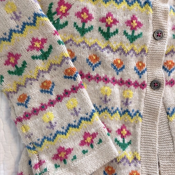 Baby Boden Flower Fair Isle Cardigan 12-18 Mo. - Picture 5 of 5